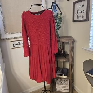 Elegant Red Knit Dress